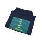 Ocean Photo Hoodie — “Joy has a habit of returning” Relaxed Beach Vibe Sweatshirt