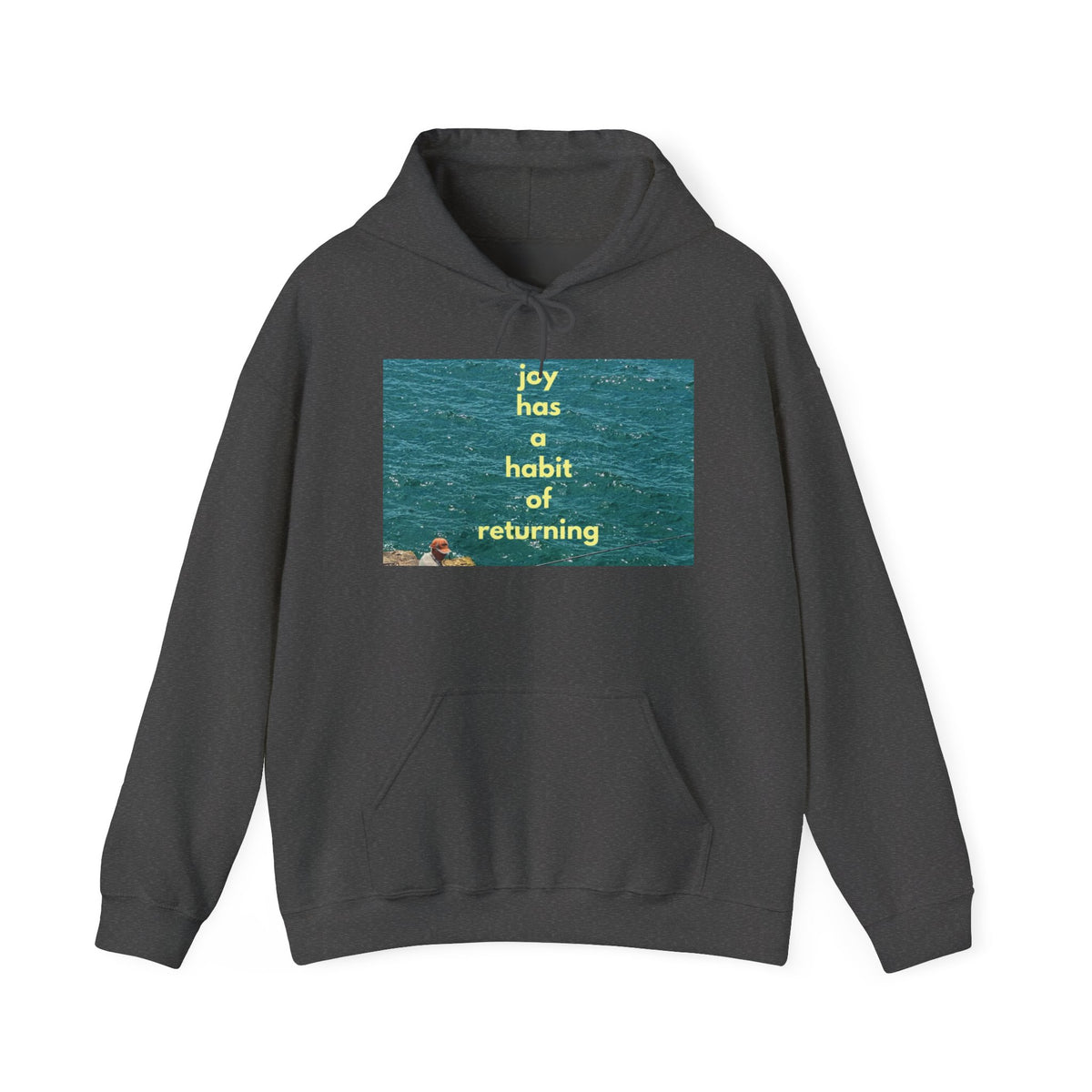 Ocean Photo Hoodie — “Joy has a habit of returning” Relaxed Beach Vibe Sweatshirt