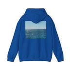 Ocean Photo Hoodie — “Joy has a habit of returning” Relaxed Beach Vibe Sweatshirt
